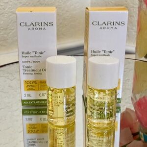 New CLARINS Aroma HUILE “TONIC” Body TREATMENT OIL Travel Mini’s Set of 2 NIB